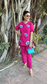 Hot pink linen cord set